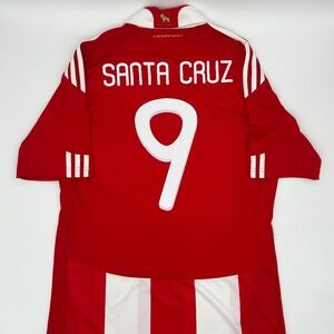 Roque Santa Cruz #9 Paraguay 2009/2010 Home ORIGINAL Adidas Soccer Jersey (M)